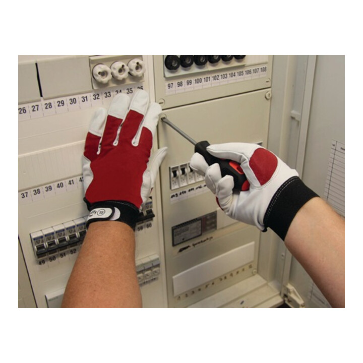 Leipold + Döhle Handschuhe mit Ziegennappa Handrücken und Klettverschluss rot