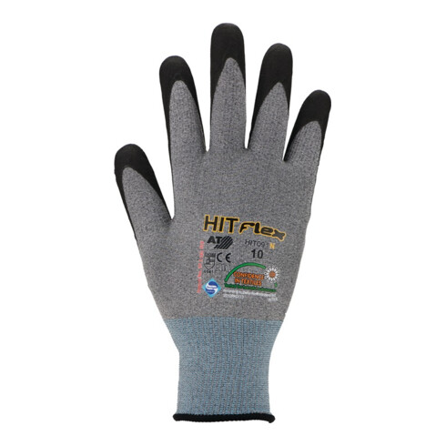 Handschuhe HitFlex Gr.10 grau/schwarz EN 388 PSA II auf SB Karte ASATEX