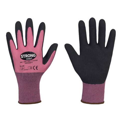 Handschuhe LADY FLEXTER Gr.6 pink/schwarz EN 420/EN 388 PSA II STRONGHAND