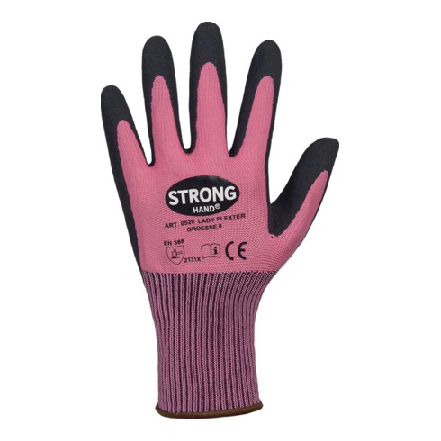 Handschuhe LADY FLEXTER Gr.6 pink/schwarz EN 420/EN 388 PSA II STRONGHAND