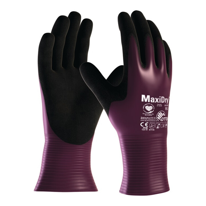 Handschuhe MaxiDry® 56-426 Gr.8 lila/schwarz Nyl.m.Nitril/Nitril
