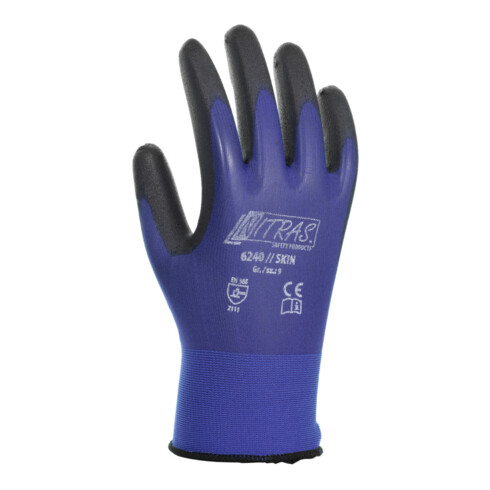 Handschuhe Nitras Skin blau/schwarz Nyl.m.PU EN 388 Kat.II