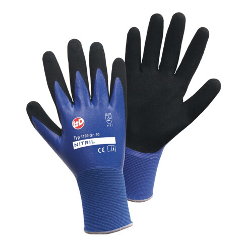 Handschuhe Nitril Aqua Gr.8 blau/schwarz Nyl.m.dop.Nitril EN 388 PSA II