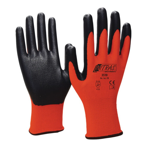 Handschuhe Nitril Foam Gr.11 rot/schwarz Nyl.m.Nitrilschaum EN 388 PSA II NITRAS