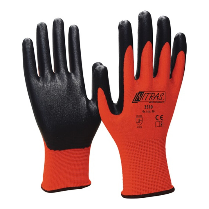 Nordwest Handschuhe Polyamid teilbeschichtet mit Nitrilschaum grau/weiß