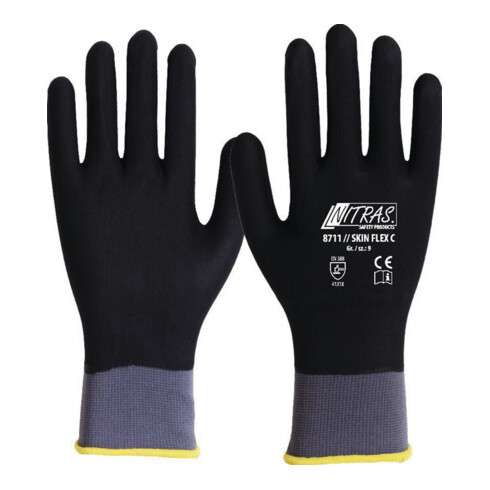 Handschuhe SKIN FLEX C Gr.10 grau/schwarz EN 388 II Strick m.Beschichtung NITRAS