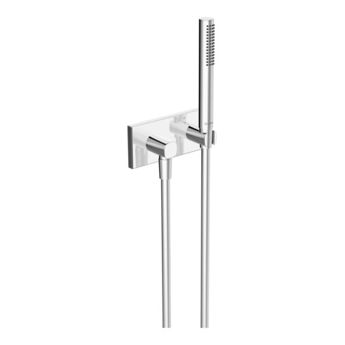 Hansa Brause-Set HANSALIVING 1-strahl., mit Wandanschlussbogen, chrom