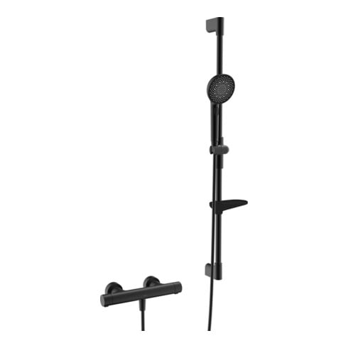 Hansa Duschsystem HANSAPRISMA avec thermostat, montage mural, 970 mm, noir mat