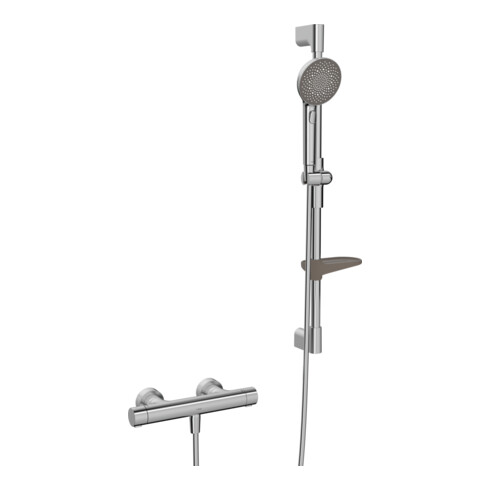 Hansa Duschsystem HANSAPRISMA m Thermostat, Wd-mont., 770mm, St. gebürstet