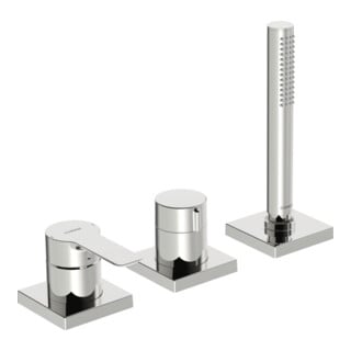 Hansa Fertigmontageset HANSALIGNA 3-Loch-Bidet-Einhebelmischer, Rosette eckig, chrom