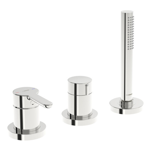 Hansa Fertigset HANSADESIGNO Style 3-Loch-Bidet-Einhebelmischer, Rosette rund, chrom