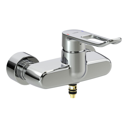 Hansa HANSACLINICA DIGITAL+ Mitigeur lavabo monocommande auto, bleu, avec bec, chrome