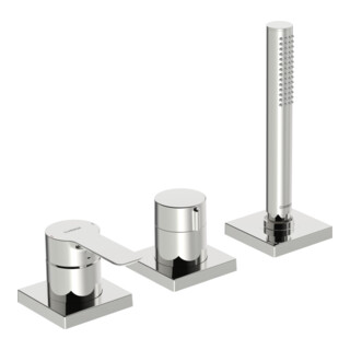 Hansa HANSALIGNA Set de montage prêt Mitigeur bidet 3 trous, rosace carrée, chrome