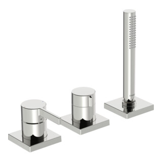 Hansa HANSALOFT Set de montage prêt Mitigeur bidet 3 trous, rosace carrée, chrome