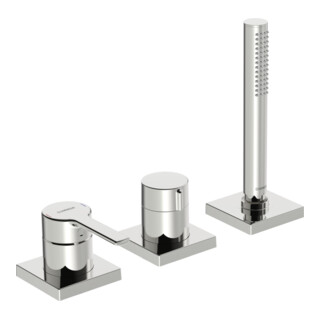 Hansa HANSARONDA Set de montage prêt Mitigeur monocommande bidet 3 trous, rosace carrée, chrome
