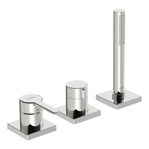 Hansa HANSARONDA Set de montage prêt Mitigeur monocommande bidet 3 trous, rosace carrée, chrome