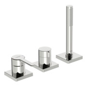 Hansa HANSARONDA Set de montage prêt Mitigeur monocommande bidet 3 trous, rosace carrée, chrome