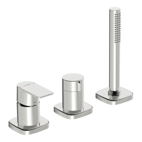 Hansa Kit de montage complet HANSASTELA robinet baignoire 3 trous + Br-EHM, rotatif, chrome