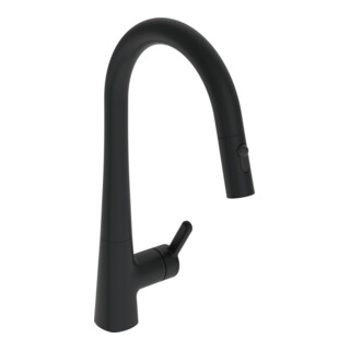 Hansa Mitigeur évier HANSADESIGNO Style commande latérale, 2 voies, A 231 mm, noir mat