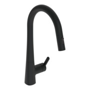 Hansa Mitigeur évier HANSADESIGNO Style commande latérale, 2 voies, A 231 mm, noir mat