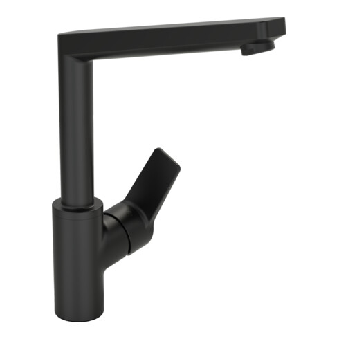 Hansa Mitigeur monocommande HANSATWIST acier inox, pivotant, bec 193 mm, mat-noir