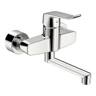 Hansa Mitigeur monocommande lavabo HANSACLINICA Saillie 227 mm, montage mural, chrome