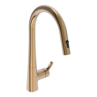 Hansa Mitigeur monocommande pour évier HANSADESIGNO Style commande latérale, 2 jets, A 231 mm, bronze brossé