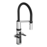 Hansa Robinet de cuisine infrarouge HANSAFIT Hyb., extractible, noir, bec 200, chromé