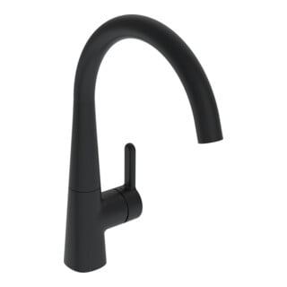 Hansa Robinet mitigeur évier HANSADESIGNO Style commande latérale, bec 219 mm, noir mat