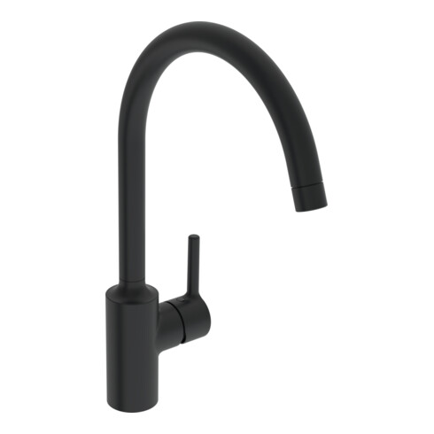 Hansa Robinet mitigeur évier HANSAVANTIS commande latérale, bec 247 mm, noir mat