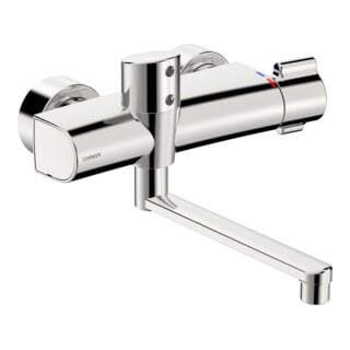 Hansa Robinet mural infrarouge pour lavabo HANSAELECTRA, à piles, THM, bec 286 mm, chrome