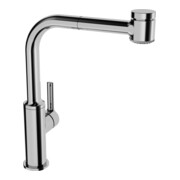 Hansa Spültisch-Einhebelmischer HANSARONDA Ausz-br., schw, 2-Str, Ausl. 221mm, chr