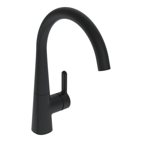 Hansa Spültisch-Einhebelmischer HANSADESIGNO Style seitenbedient, Ausl. 219mm, matt-schwarz