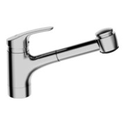Hansa Spültisch-Einhebelmischer HANSAMIX ND, Ausz-br., schw, 2-Str, A. 235mm, chr