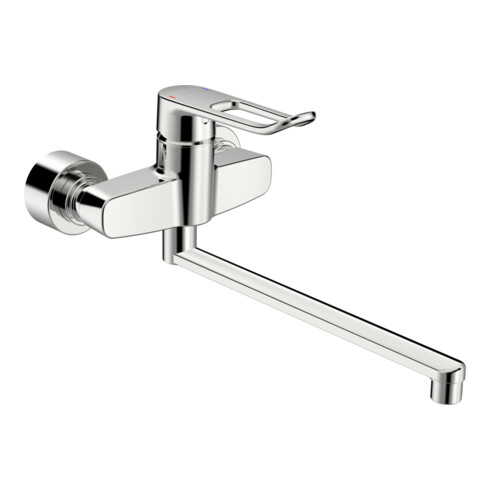 Hansa Waschtisch-Einhebelmischer HANSACLINICA Ausl. 377mm, Wandmont., Bügelh, chrom