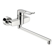 Hansa Waschtisch-Einhebelmischer HANSACLINICA Ausl. 377mm, Wandmont., Bügelh, chrom
