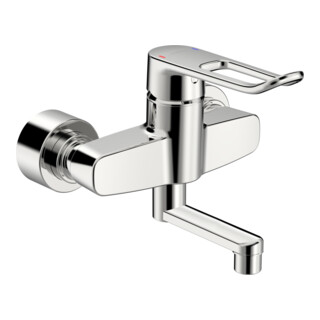 Hansa Waschtisch-Einhebelmischer HANSACLINICA Wandmont., Bügelh, Ausl. 177mm, chrom