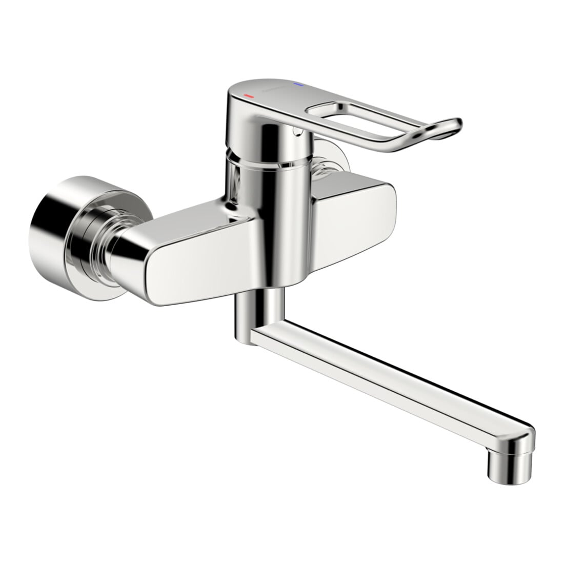 Hansa Waschtisch-Einhebelmischer HANSACLINICA Wandmont., Bügelh, Ausl. 277mm, chrom