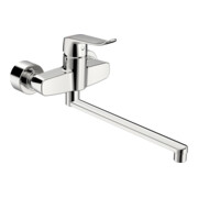 Hansa Waschtisch-Einhebelmischer HANSACLINICA Wandmontage, Ausladung 377mm, chrom