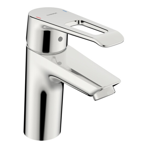 Hansa Waschtisch-Einhebelmischer HANSAPOLO c, Bügelh, Kettenh. o. Ket., Ausl. 110mm