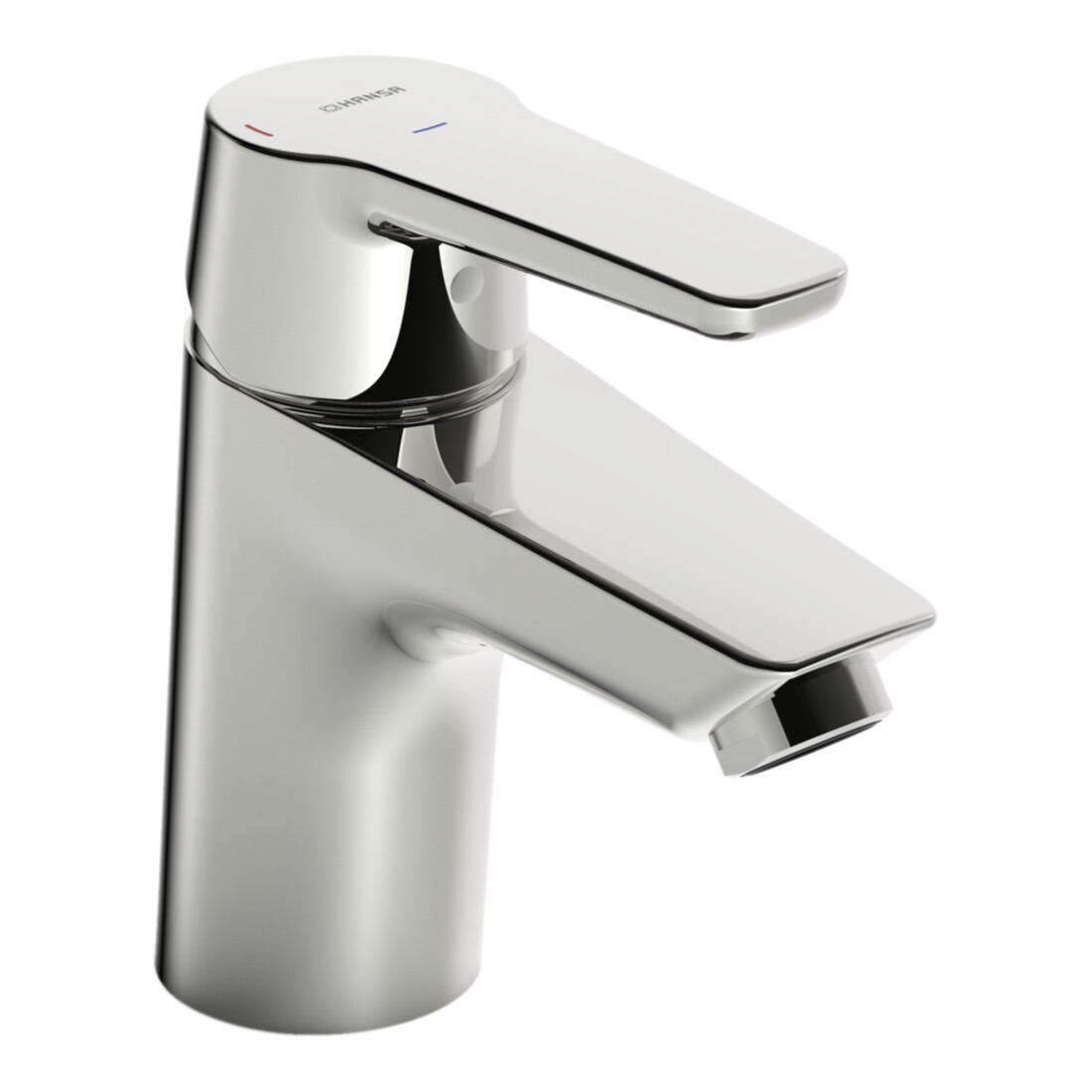 Hansa Waschtisch-Einhebelmischer HANSAPOLO Eco o. Abl-Garnitur, Ausladung 103mm, chrom