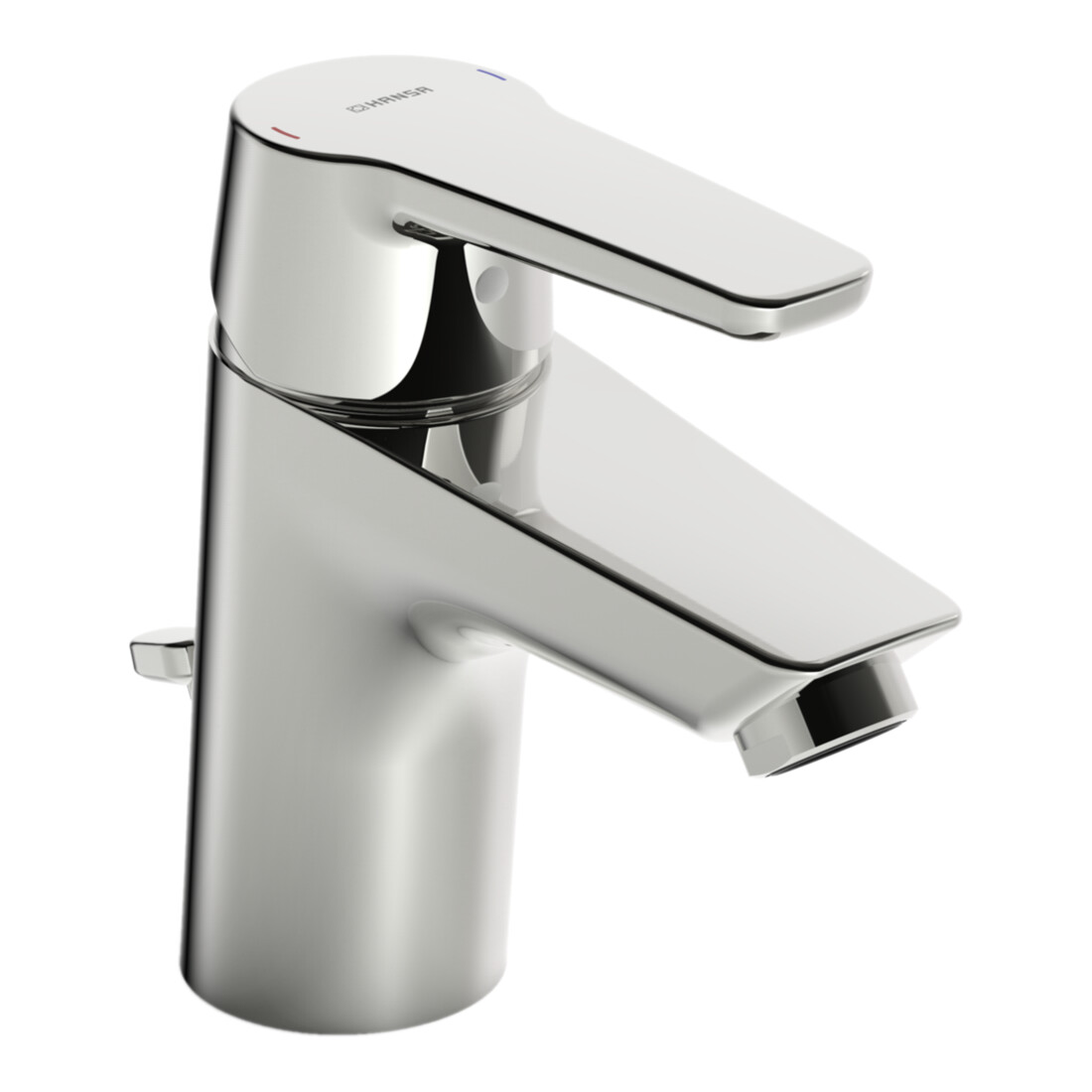 Hansa Waschtisch-Einhebelmischer HANSAPOLO m Ablaufgarnitur, Ausladung 103mm, chrom
