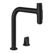 hansgrohe 2-Loch-Spültisch-Einhebelmischer 200 Metris Sel. M71 m Ausziehbrause, 2jet, sBox, mattschwarz