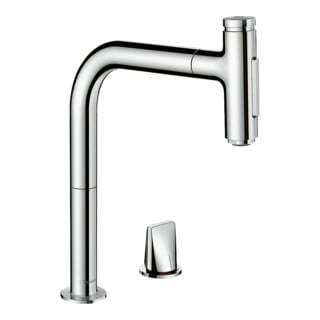 hansgrohe 2-Loch-Spültisch-Einhebelmischer 200 Metris Sel. M71 mit Ausziehbrause, 2jet, sBox, chrom