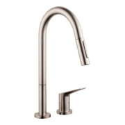 hansgrohe 2-Loch-Spültisch-Einhebelmischer 220 Axor Citterio M mit Ausziehbrause, Edelstahl-Optik-4