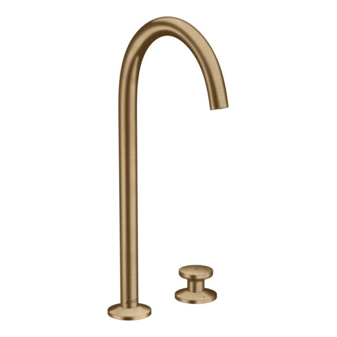 hansgrohe 2-Loch-Waschtischarmatur Sel. 260 Axor One A 165mm, m Pus-Op-Abl, brush. bron