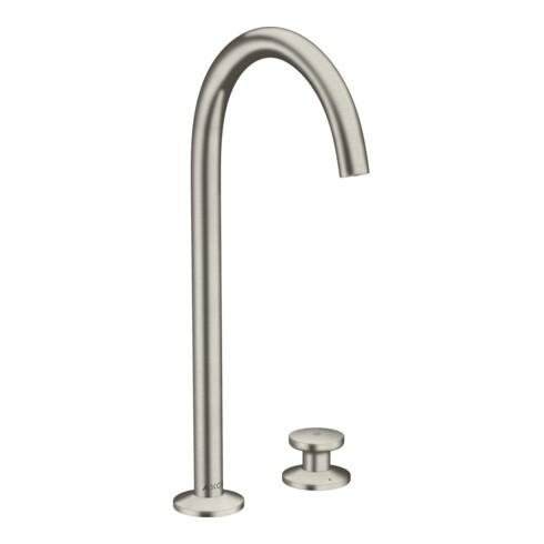 hansgrohe 2-Loch-Waschtischarmatur Sel. 260 Axor One A 165mm, m Pus-Op-Abl, Edelstahl-Optik