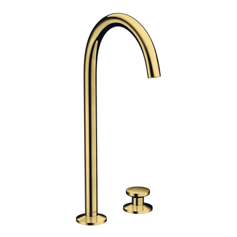 hansgrohe 2-Loch-Waschtischarmatur Sel. 260 Axor One A 165mm, m Pus-Op-Abl, pol. gol opt
