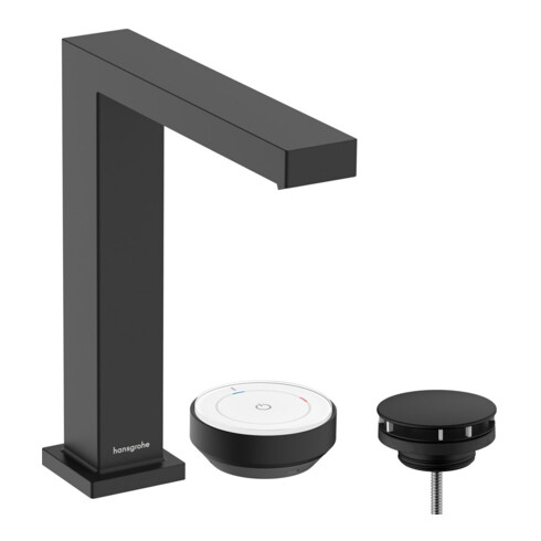 hansgrohe 2-Loch-Waschtischarmatur Tecturis E m Ablaufgarnitur, CoolStart, mattschwarz