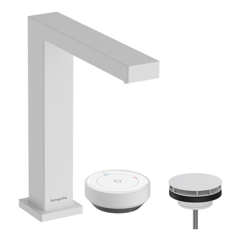 hansgrohe 2-Loch-Waschtischarmatur Tecturis E mit Ablaufgarnitur, CoolStart, mattweiß
